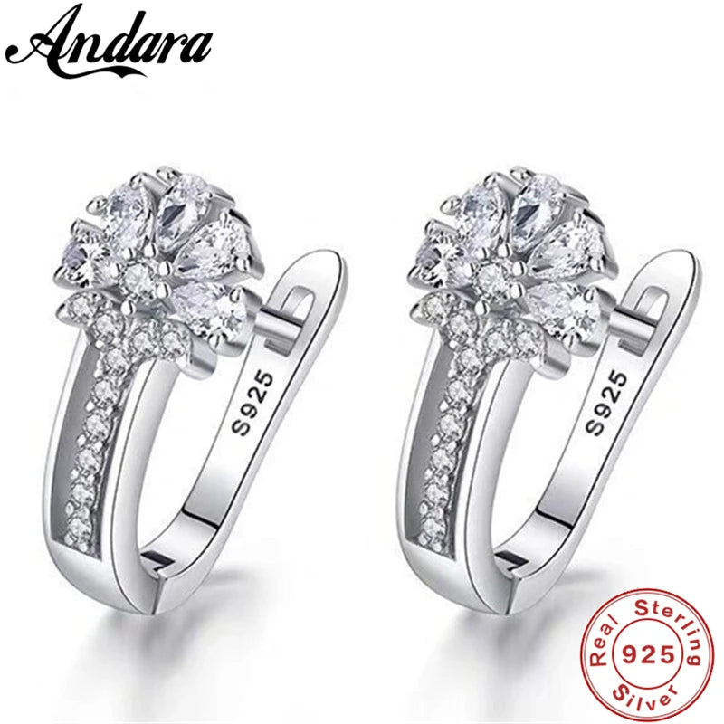 925 Sterling Silver Earrings with Zircon Crystal Earrings for Women