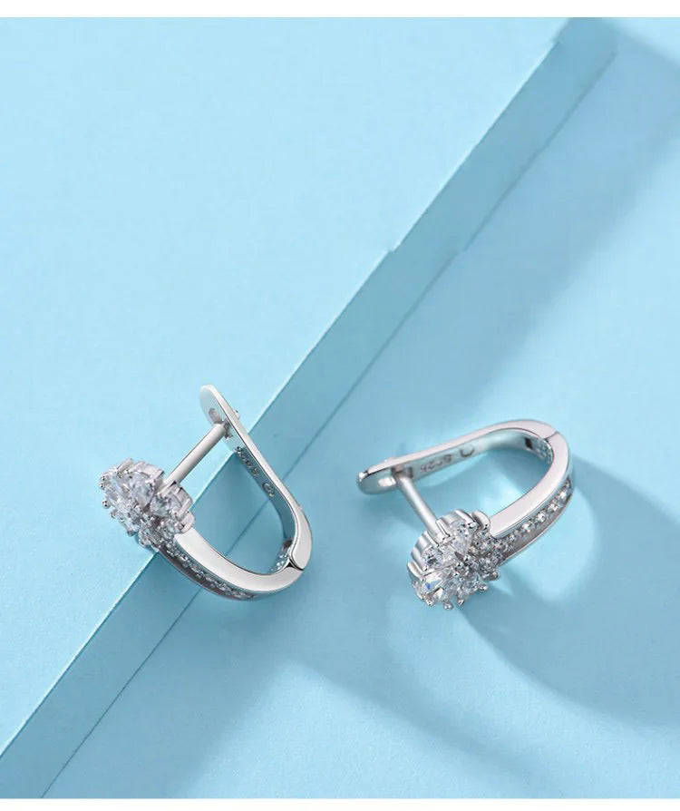 925 Sterling Silver Earrings with Zircon Crystal Earrings for Women