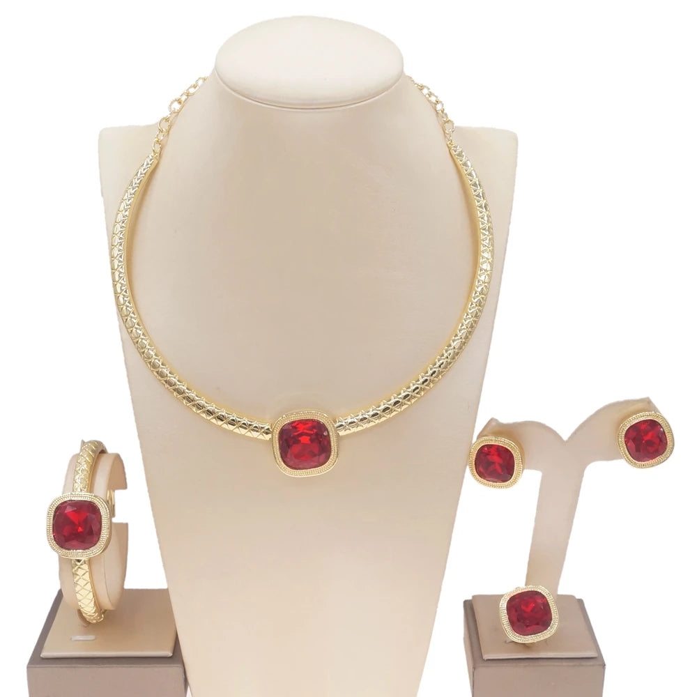Dubai Luxury 24K Gold Plated Jewelry Set