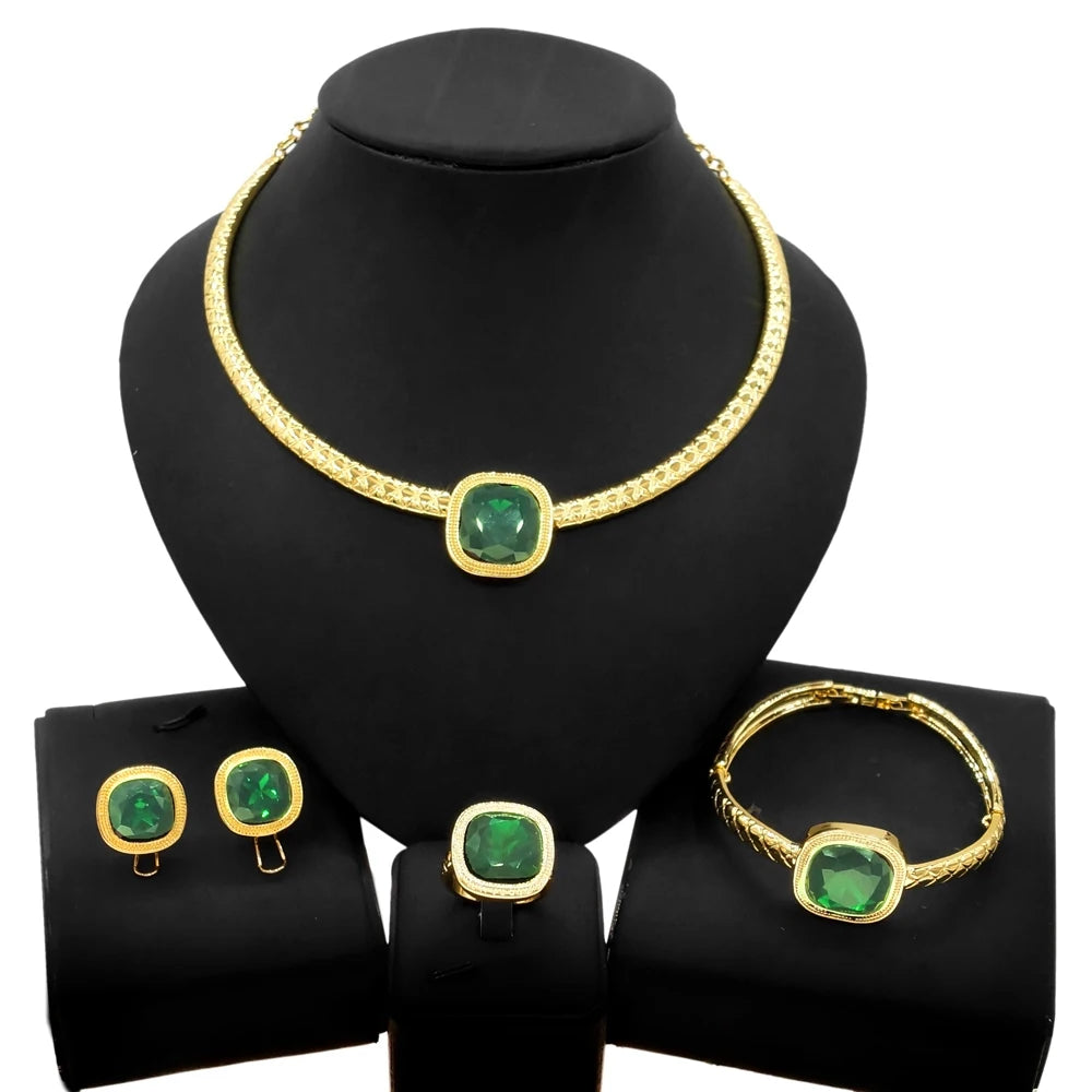 Dubai Luxury 24K Gold Plated Jewelry Set