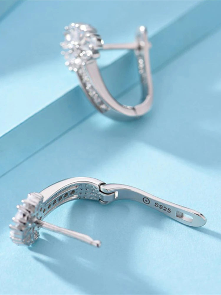 925 Sterling Silver Earrings with Zircon Crystal Earrings for Women