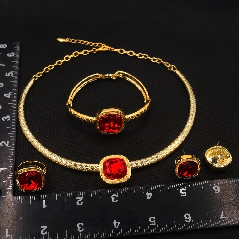 Dubai Luxury 24K Gold Plated Jewelry Set