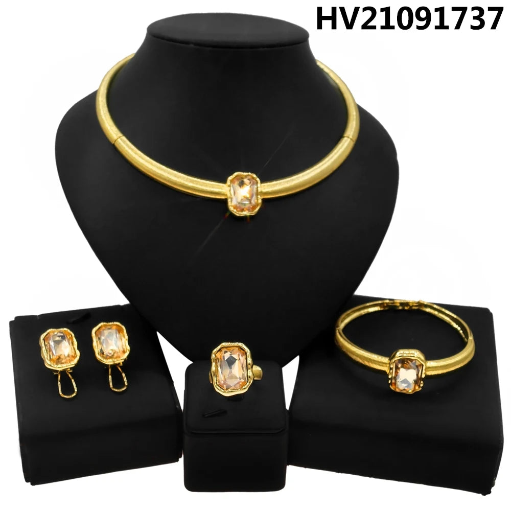 Dubai Luxury 24K Gold Plated Jewelry Set