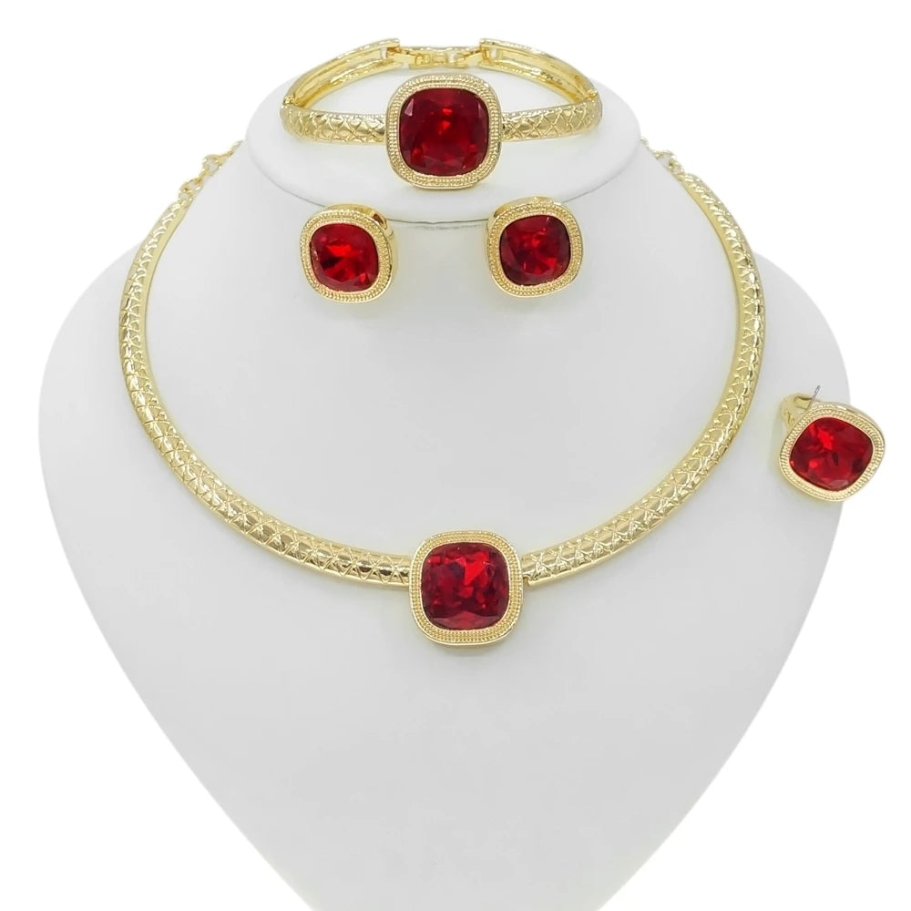 Dubai Luxury 24K Gold Plated Jewelry Set