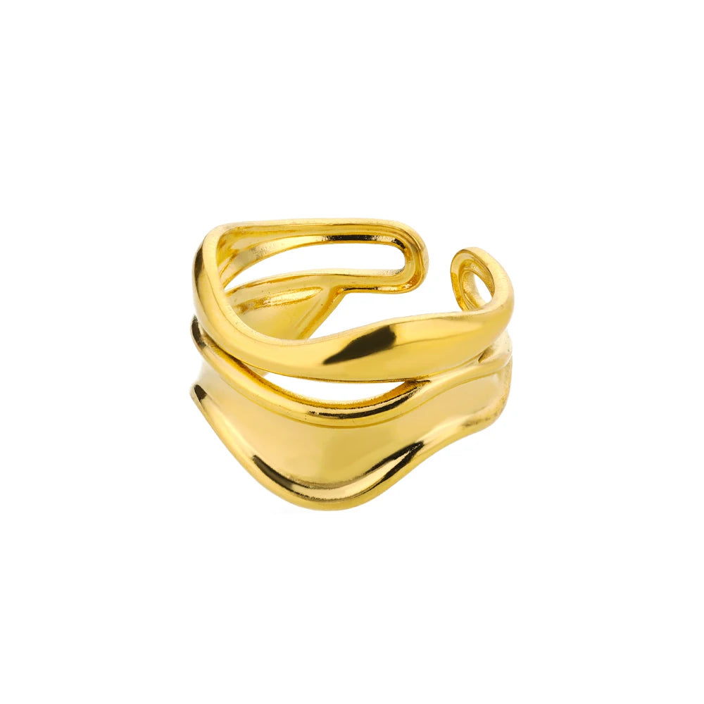Gold Plated Adjustable Stainless Steel Rings For Women