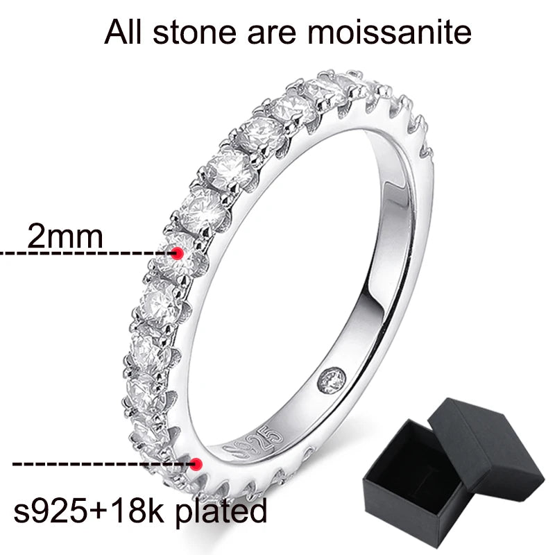 Moissanite Rings for Women Sparkly Luxury Wedding Diamond Band 925 Sterling Silver