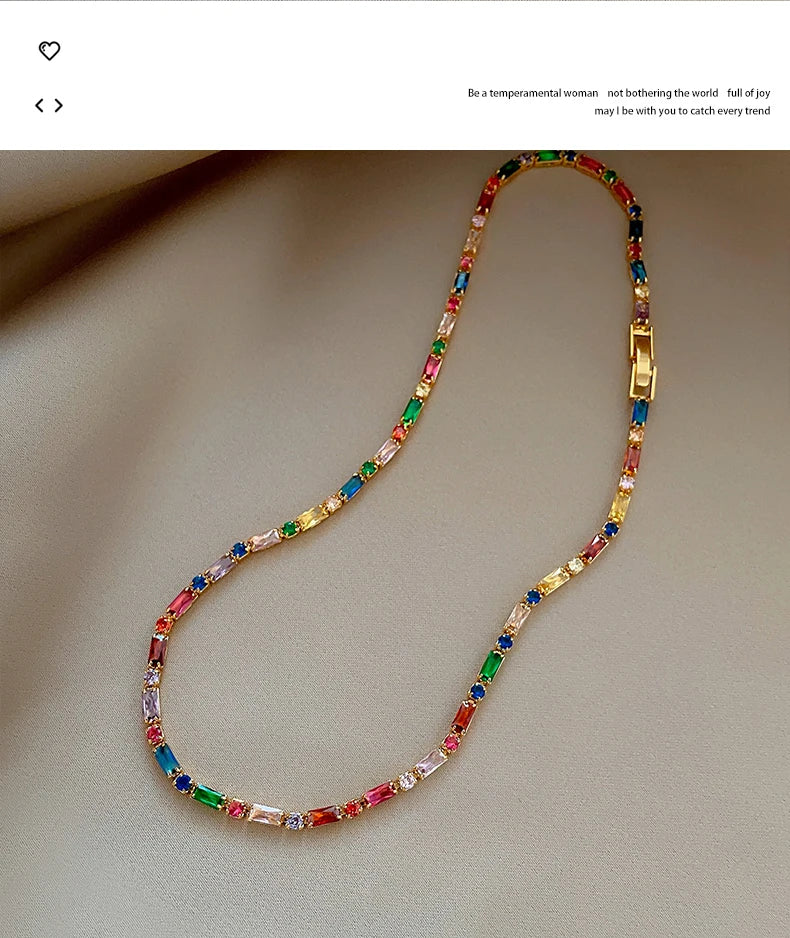 Colorful Zircon Necklace & Bracelet Jewelry for Women