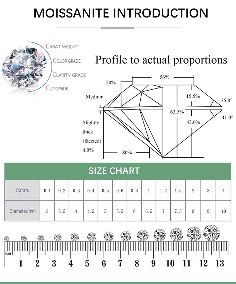 Moissanite/Zircon Diamond Cut Lab with Certificate 925 Sterling Silver Engagement Ring for Women