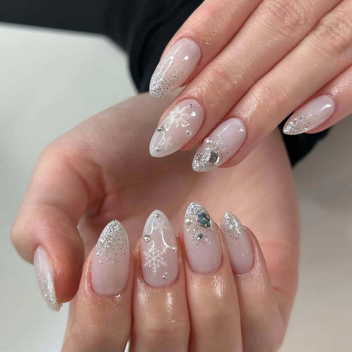 24Pcs Almond Long French False Nails