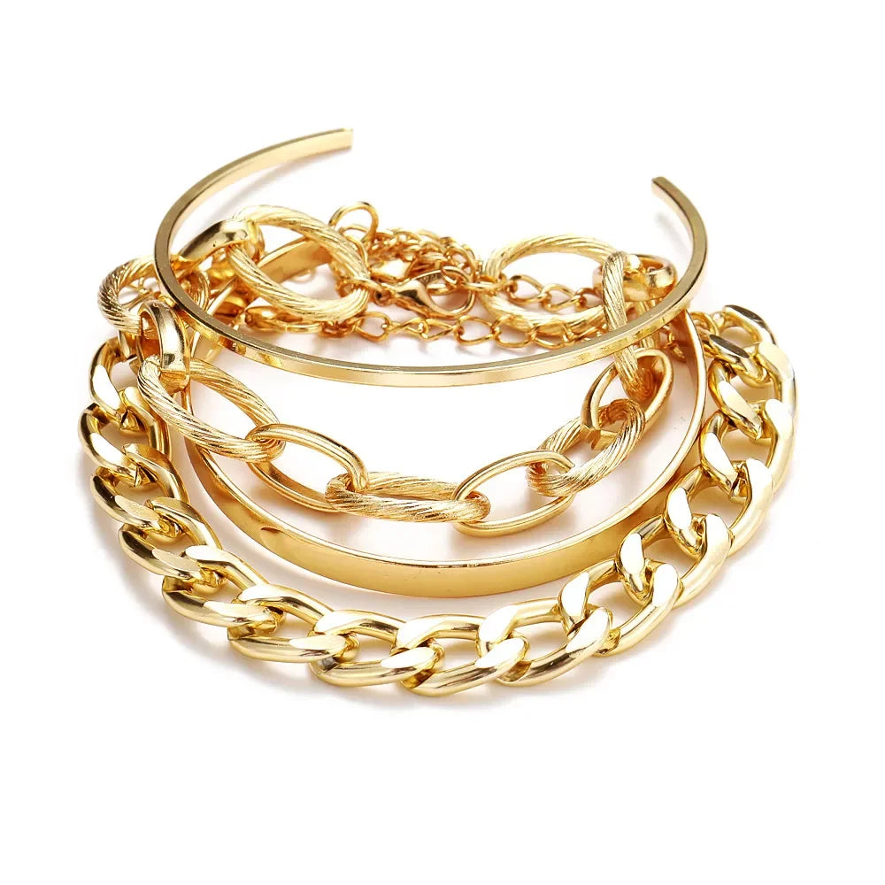 Gold Plated Bohemian Bracelet Set For Women