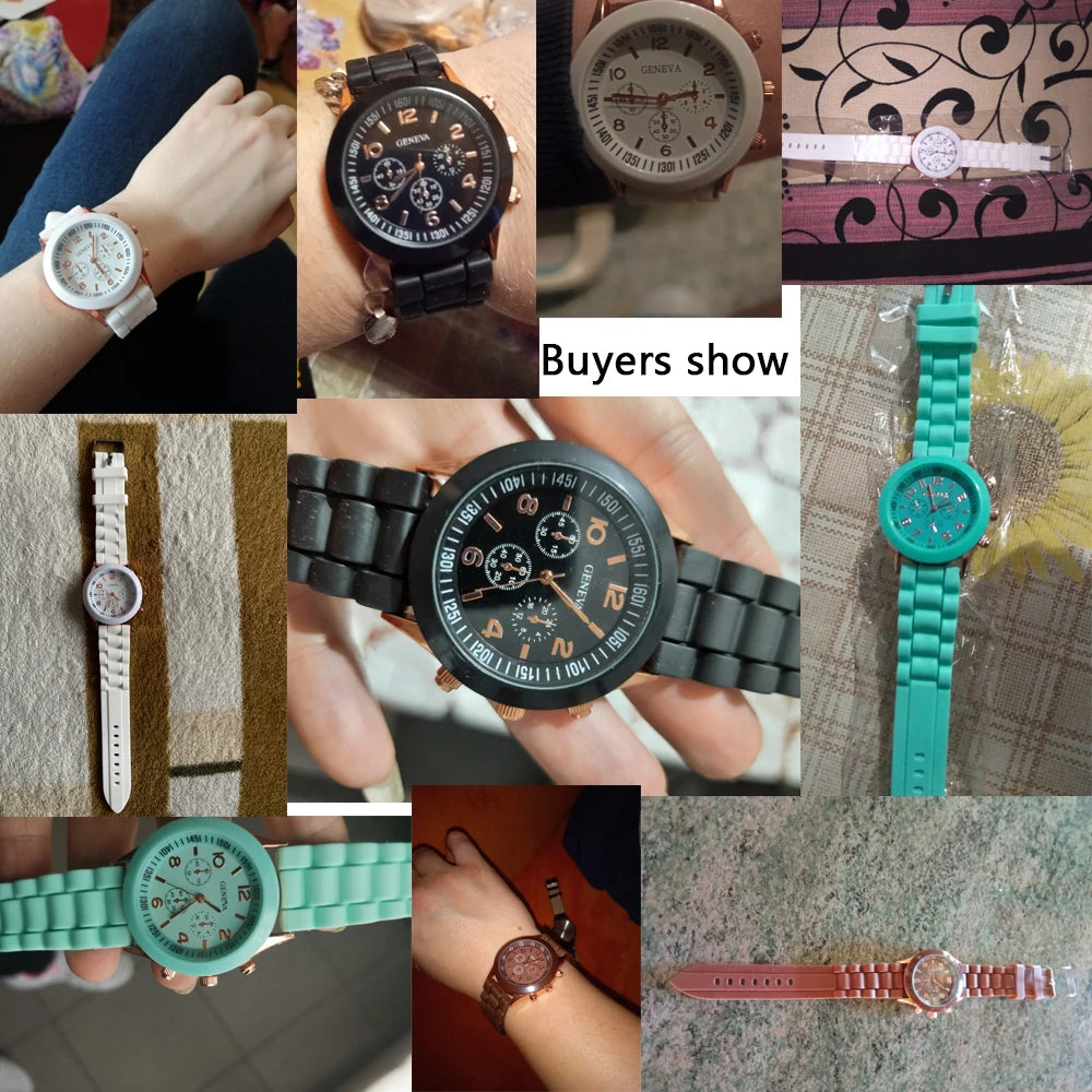 Silicone Strap Quartz Wrist Watch For Woman