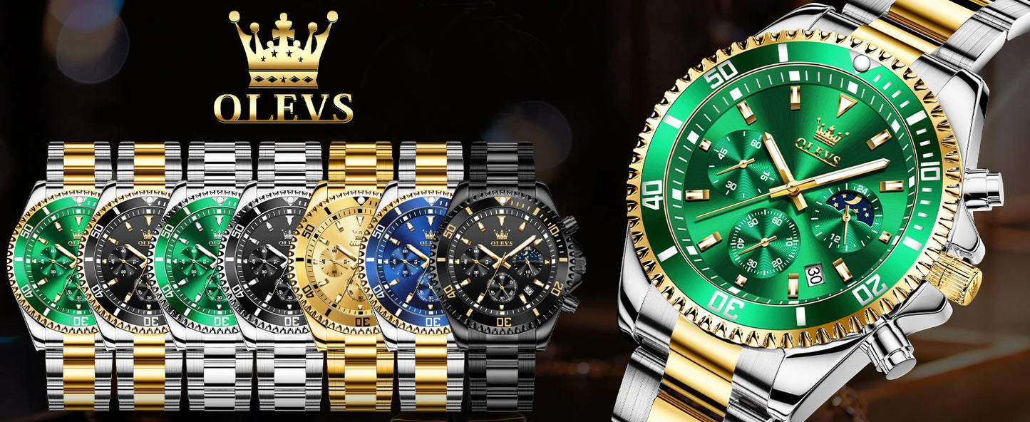 OLEVS Men's Watches Top Brand Original Waterproof Stainless Steel
