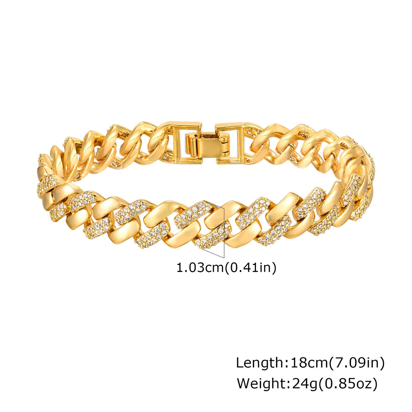 14K Gold Plated Cubic Zirconia Adjustable Bracelet Jewelry For Women