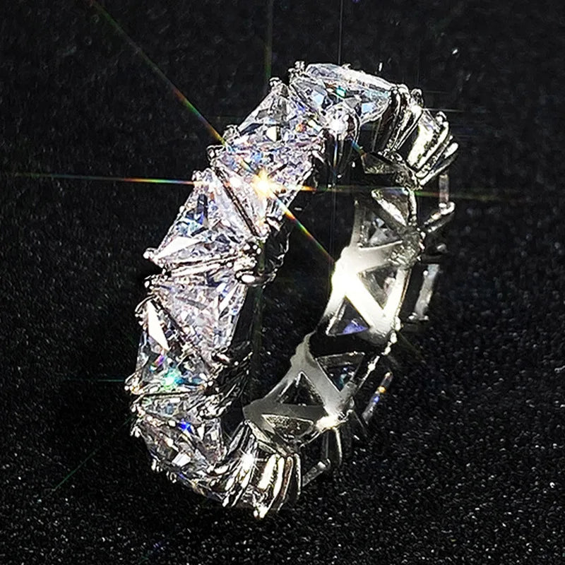 925 Sterling Silver with Aaa Zircon Crystal Engagement Ring for Women