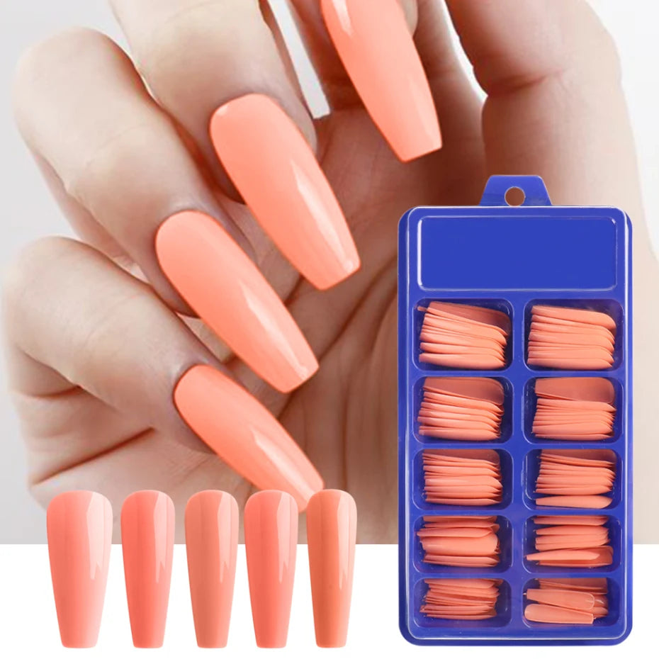 100pcs Press On Acrylic Coffin Extension Nails