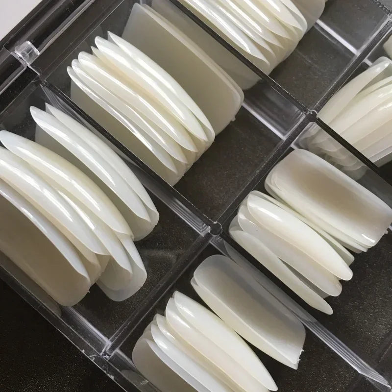 100 Pcs Fake False Nails with Glue Natural Full Tips