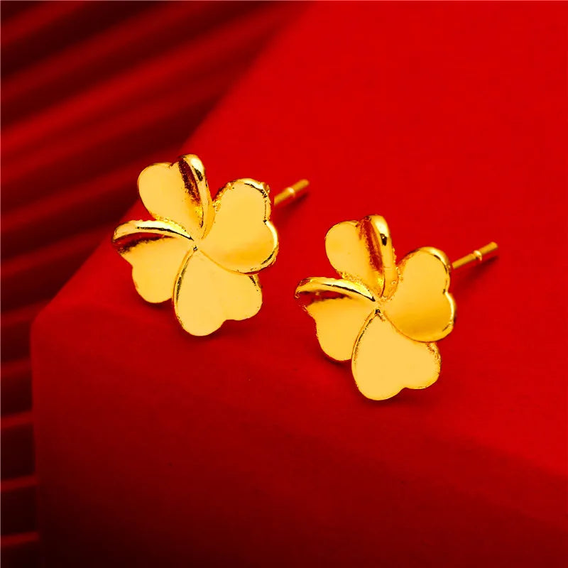 24K Gold Stud Earrings for Women