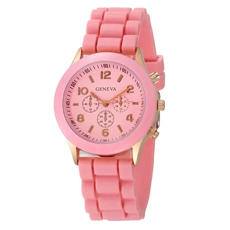 Silicone Strap Quartz Wrist Watch For Woman