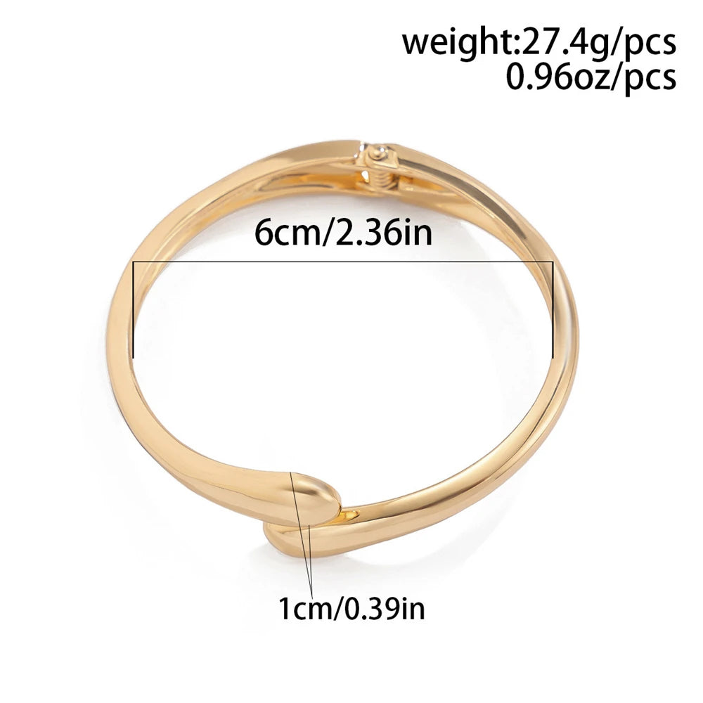 Gold and Silver Color Chunky Waterdrop Open Wrist Bracelet For Women