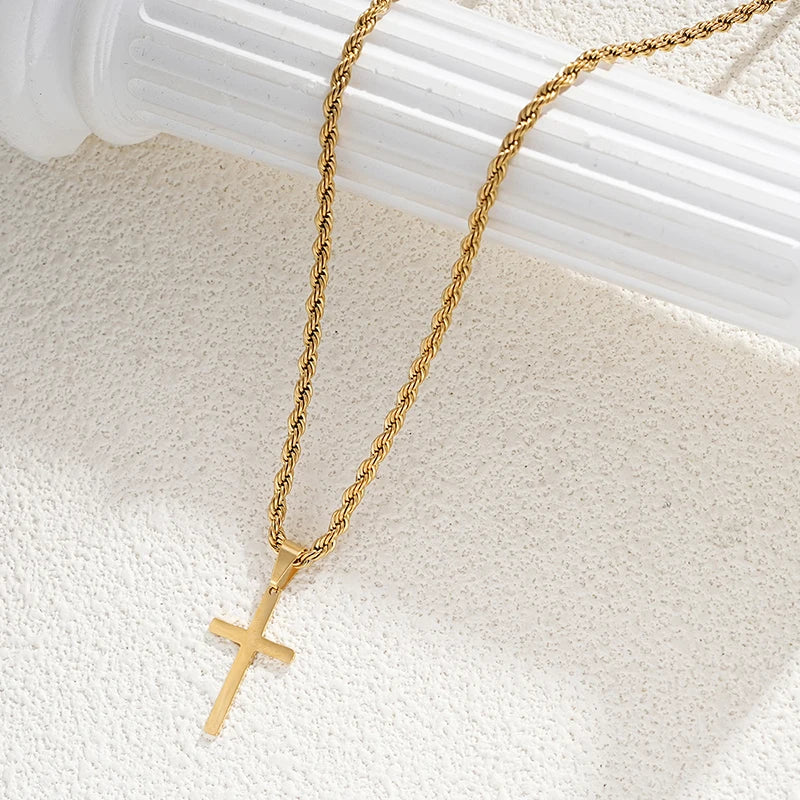 Stainless Steel Cross Pendant Necklace for Men/Women