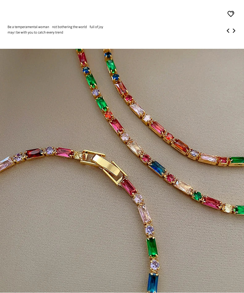 Colorful Zircon Necklace & Bracelet Jewelry for Women