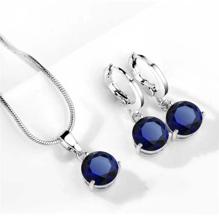 925 Sterling Silver Trendy Crystal Jewelry Set for Women