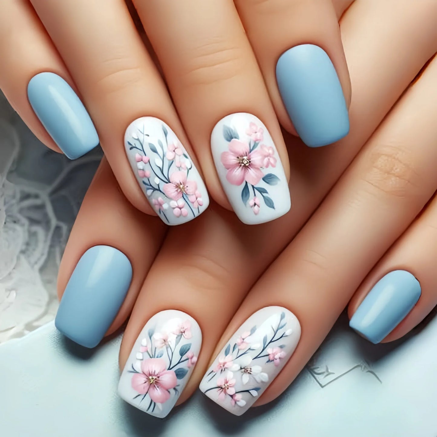 24pcs Press on Nails with Art