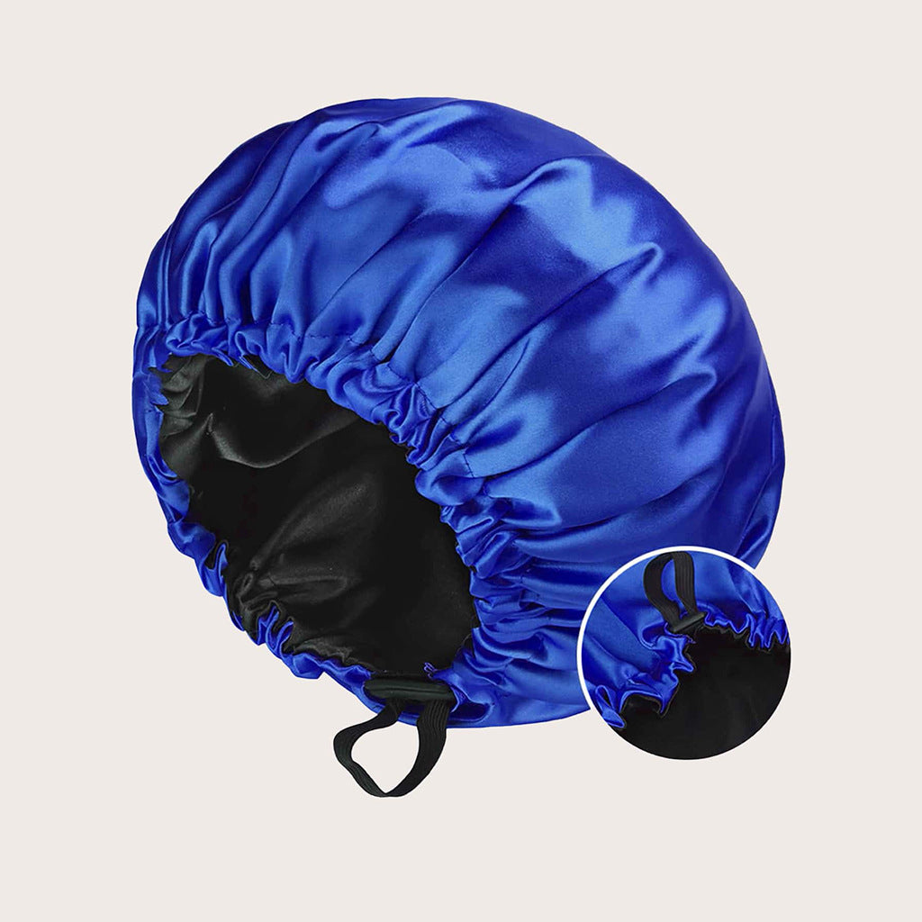 Silky Satin Bonnet Cap for Sleeping Large Double Layer Reversible Adjustable