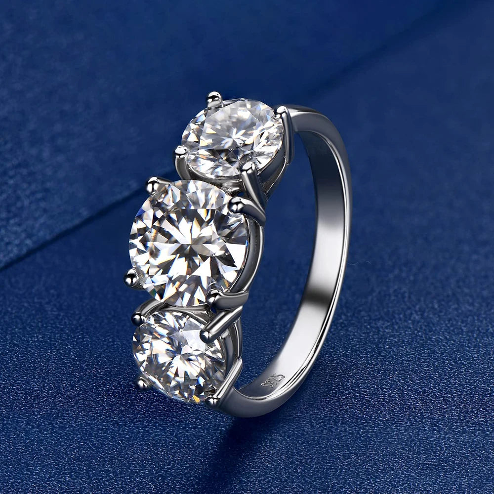 Moissanite/Zircon Diamond Cut Lab with Certificate 925 Sterling Silver Engagement Ring for Women