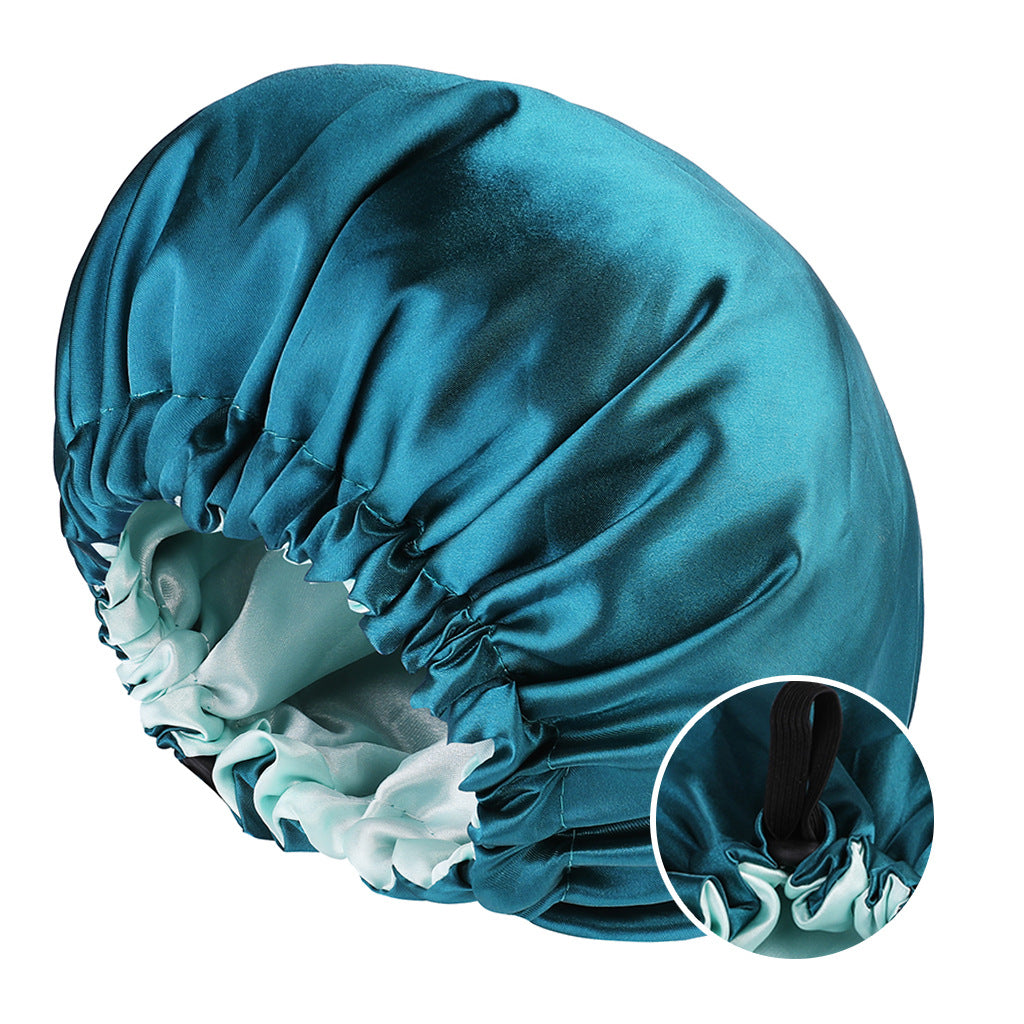 Silky Satin Bonnet Cap for Sleeping Large Double Layer Reversible Adjustable