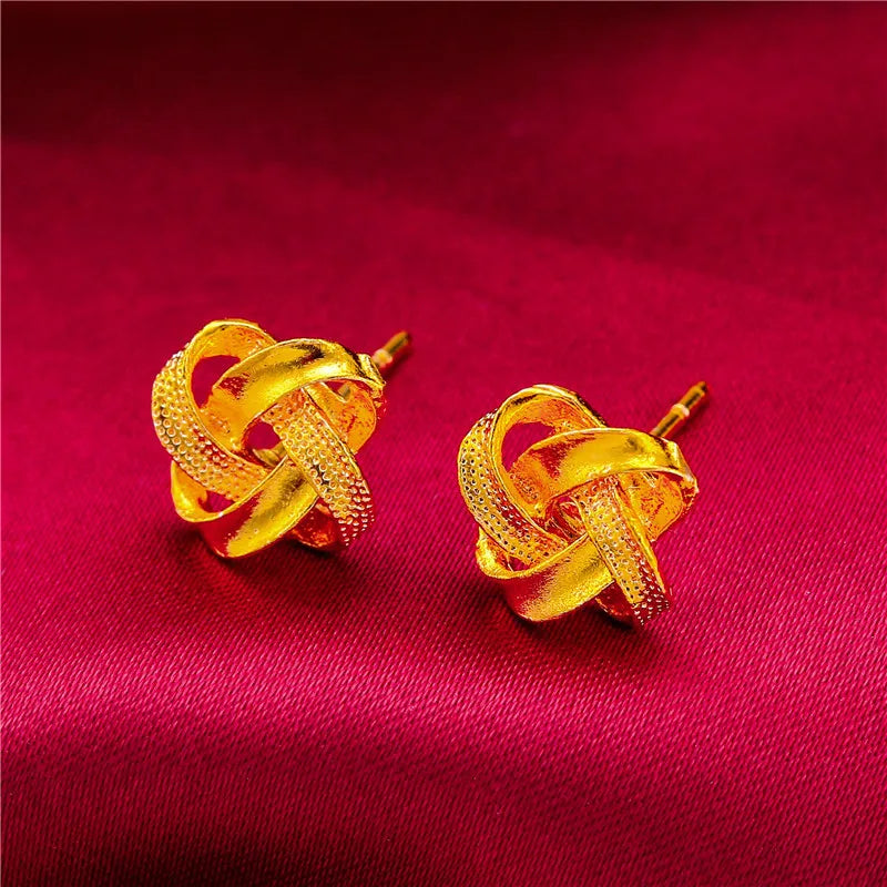 24K Gold Stud Earrings for Women
