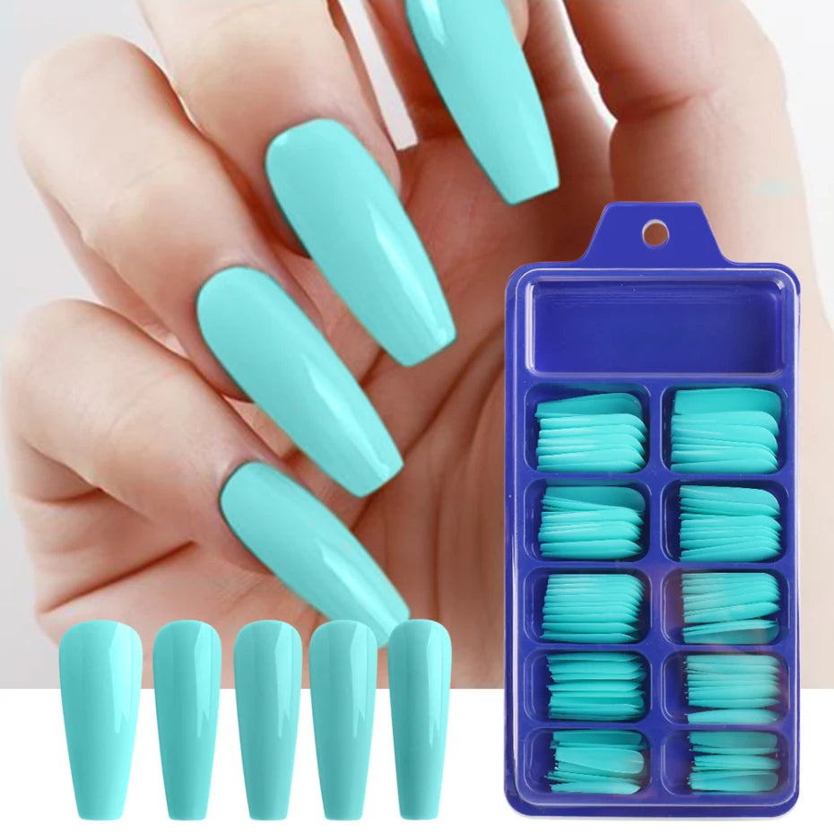 100pcs Press On Acrylic Coffin Extension Nails