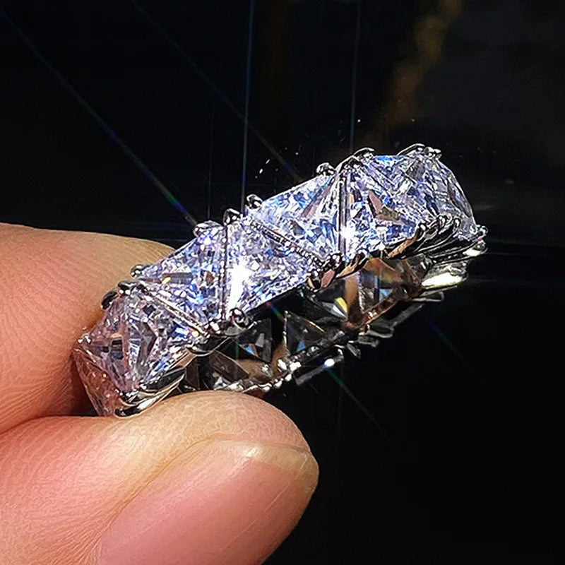 925 Sterling Silver with Aaa Zircon Crystal Engagement Ring for Women