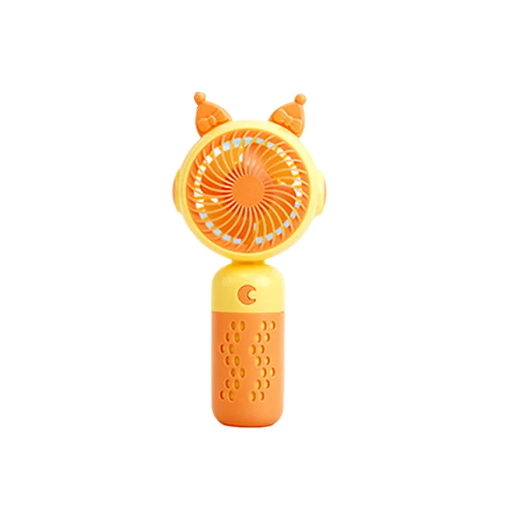 Portable & Rotatable Handheld Cartoon Mini Fan with Lights, USB Rechargeable