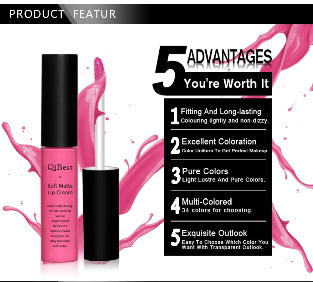 Nude Waterproof Matte Lip Gloss Liquid Lipstick/Lipgloss For Women
