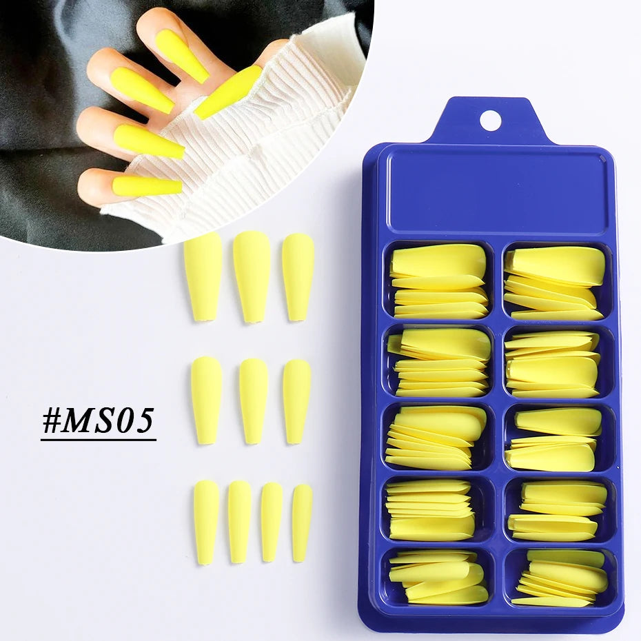100pcs Press On Acrylic Coffin Extension Nails