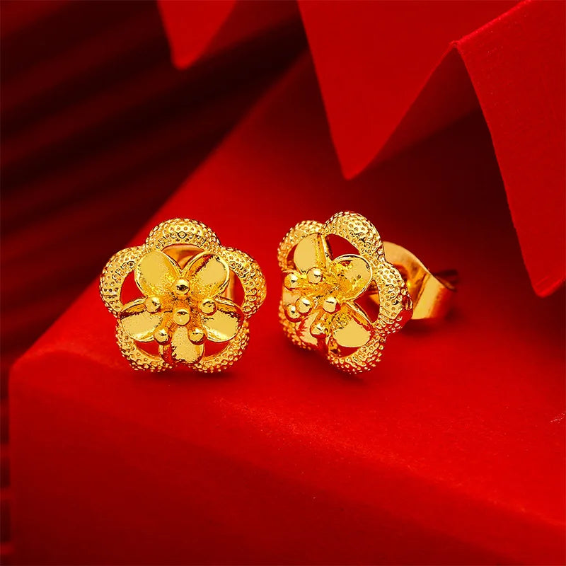 24K Gold Stud Earrings for Women