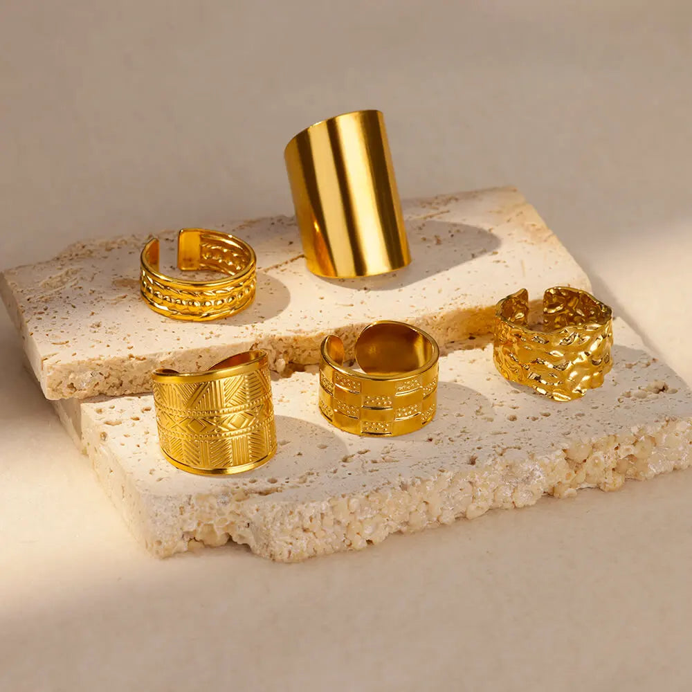 Gold Plated Adjustable Stainless Steel Rings For Women