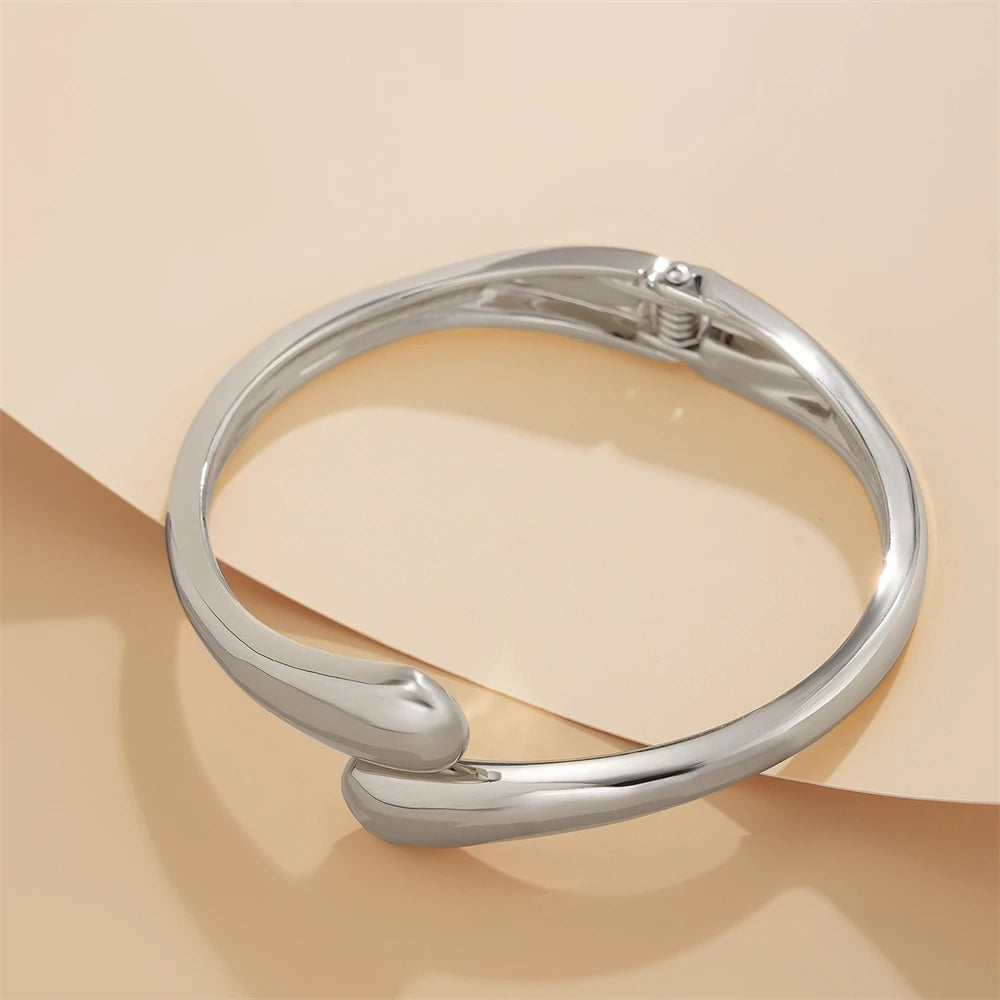 Gold and Silver Color Chunky Waterdrop Open Wrist Bracelet For Women