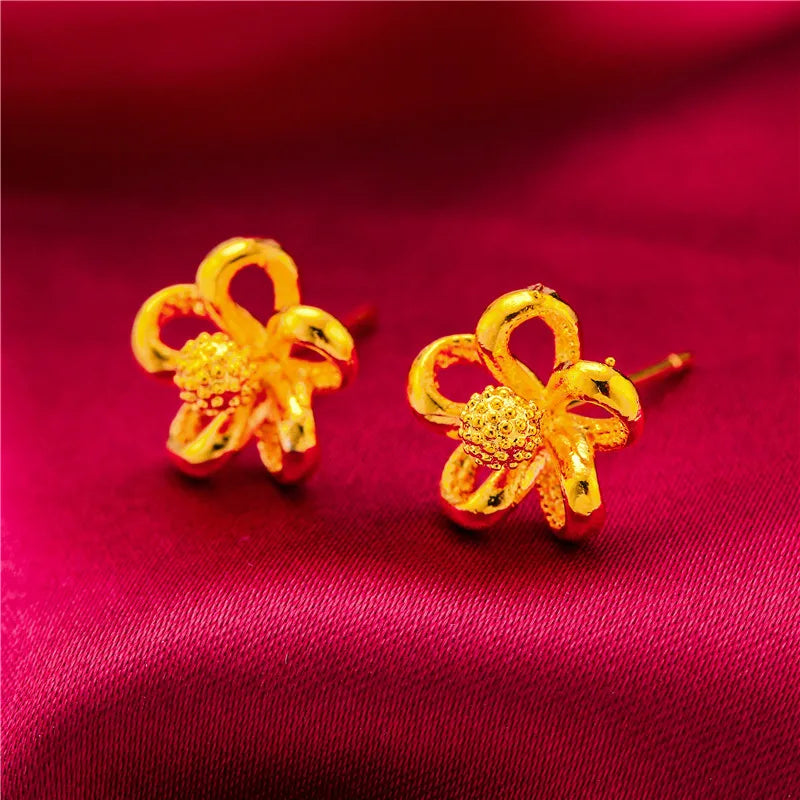 24K Gold Stud Earrings for Women