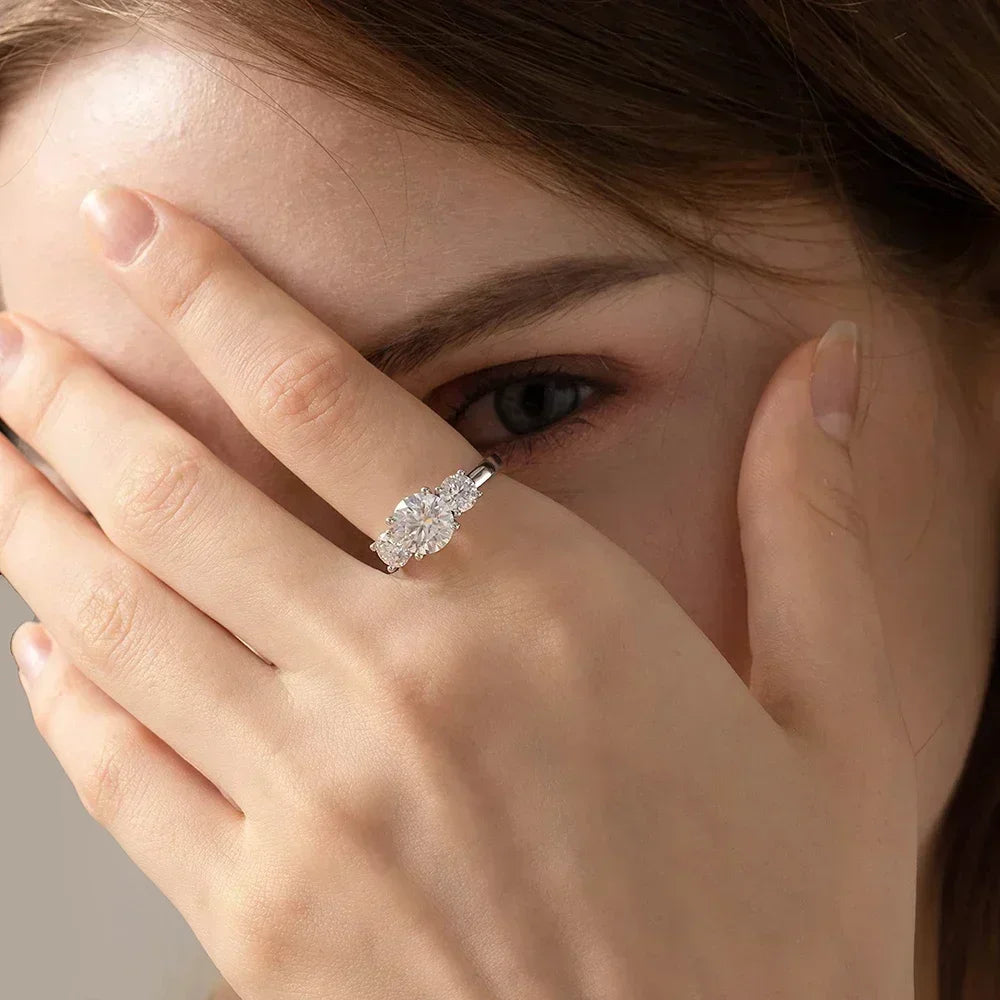 Moissanite/Zircon Diamond Cut Lab with Certificate 925 Sterling Silver Engagement Ring for Women