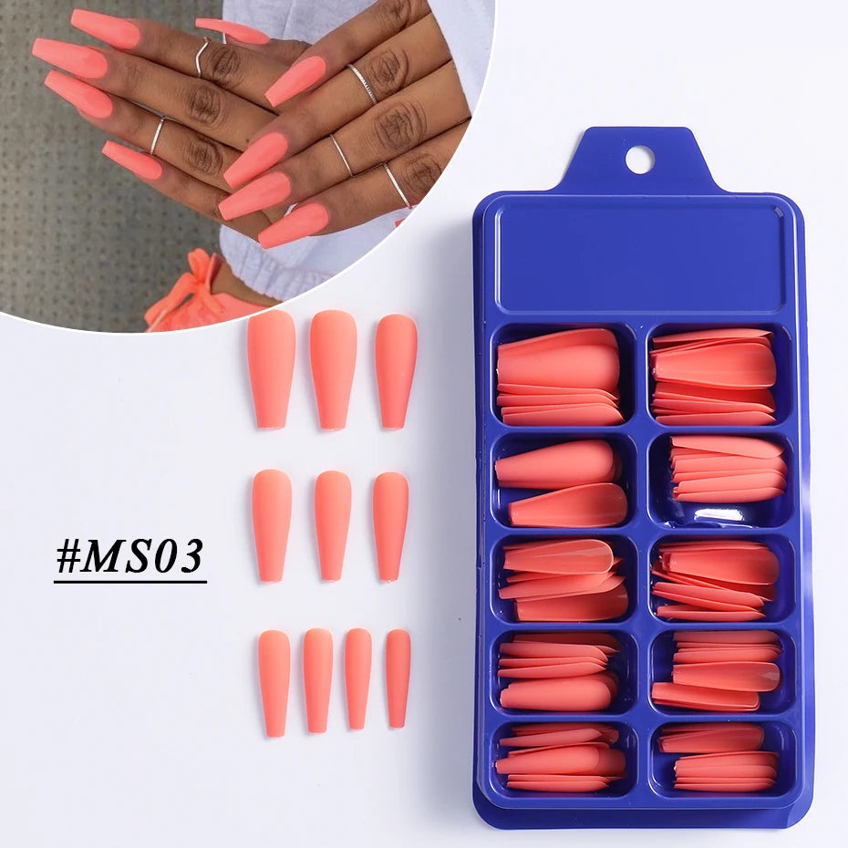 100pcs Press On Acrylic Coffin Extension Nails
