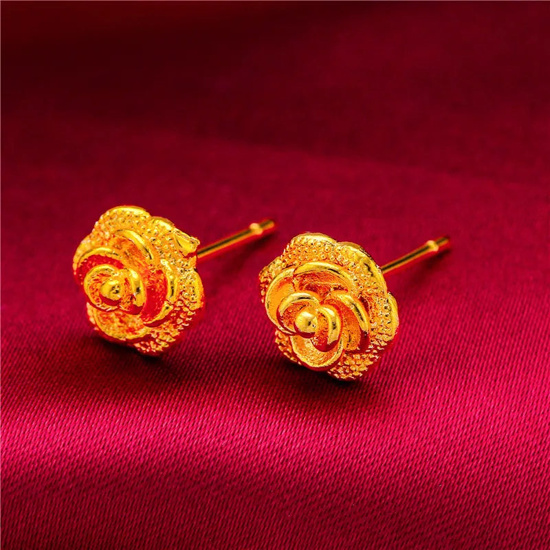 24K Gold Stud Earrings for Women