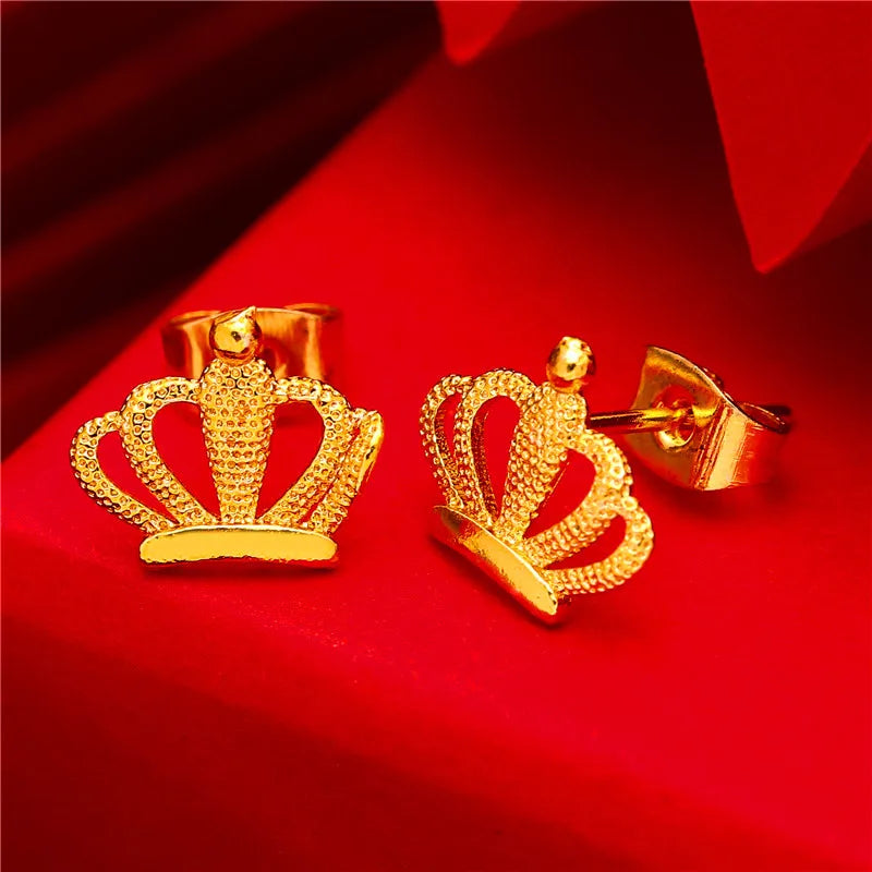 24K Gold Stud Earrings for Women