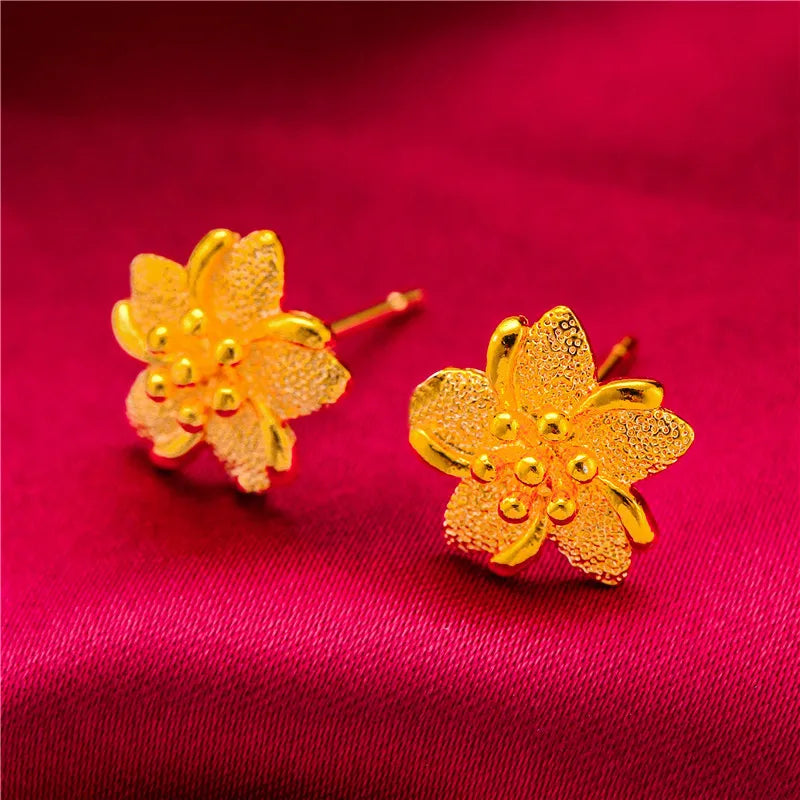 24K Gold Stud Earrings for Women