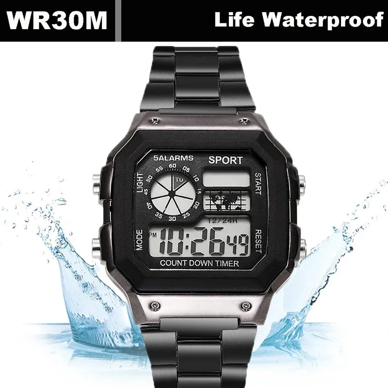 Stainless Steel Waterproof, Electronic Watch for Men