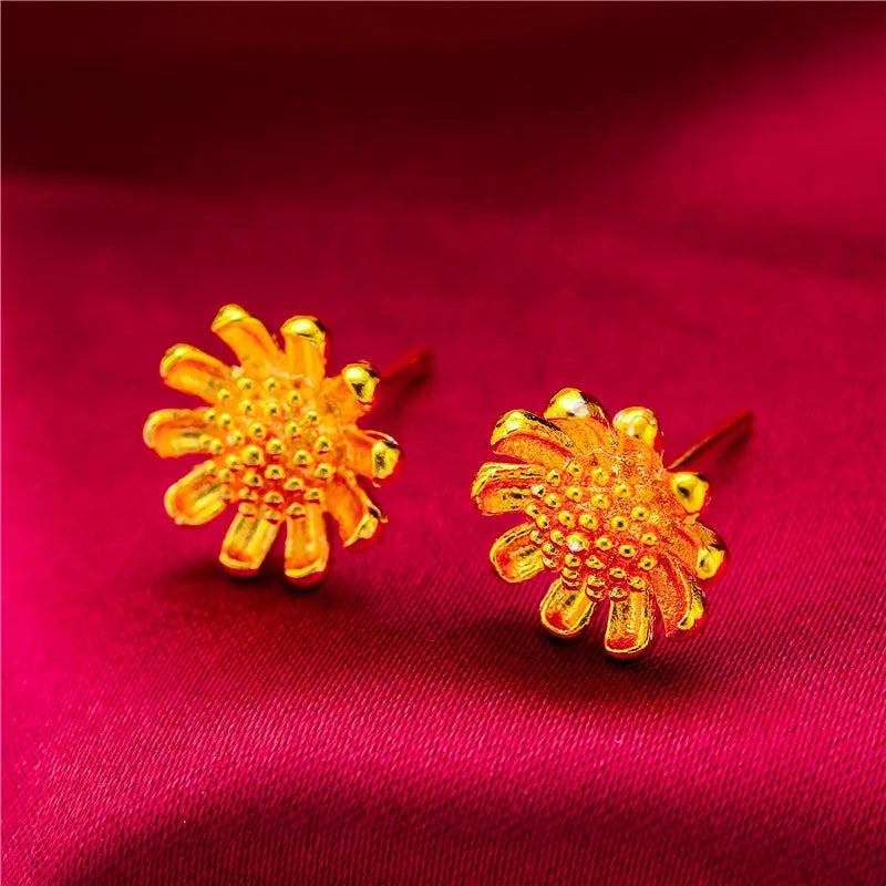 24K Gold Stud Earrings for Women