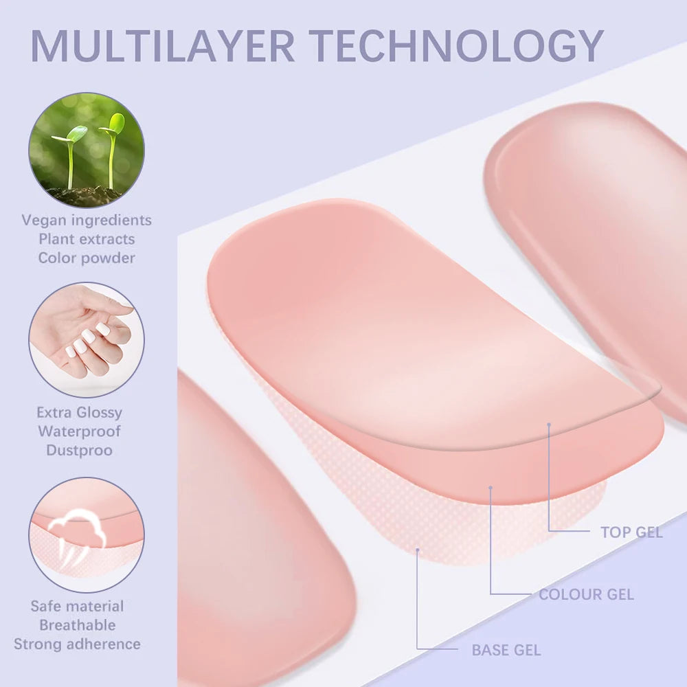 UV/LED Lamp Gel Nail Polish Wraps Long-Lasting Full Cover