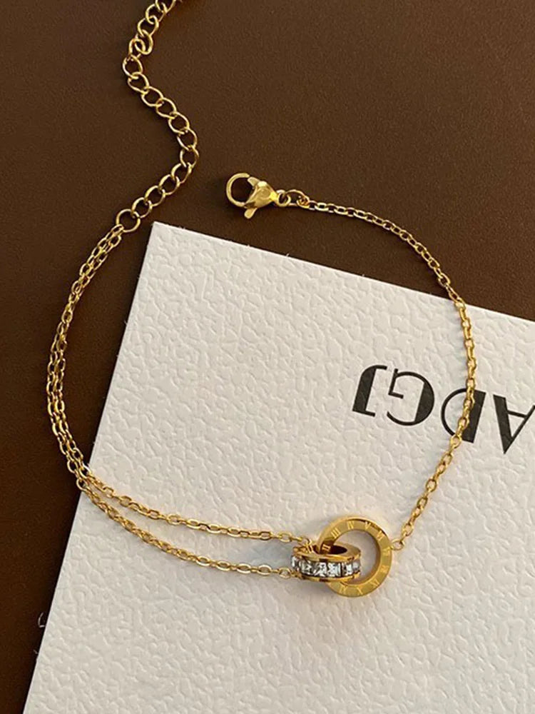 Stainless Steel Dazzling Zircon Bracelet for Women / Girls