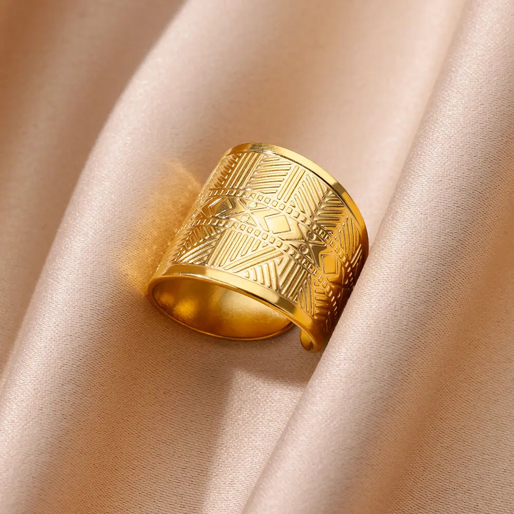 Gold Plated Adjustable Stainless Steel Rings For Women